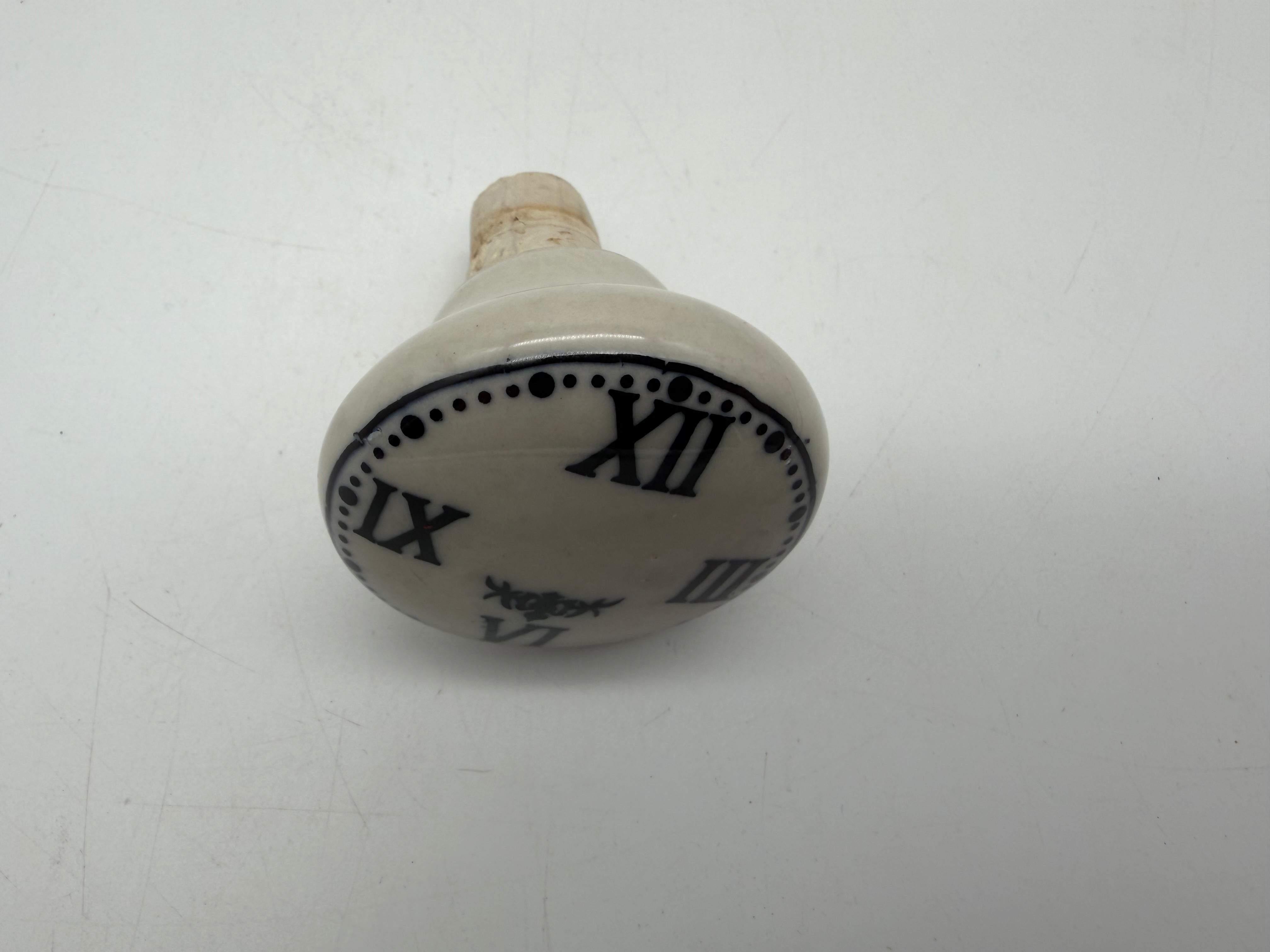 2” clock face wine stopper ceramic