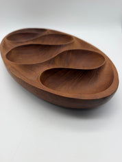 18” MCM Danish Modern Wooden Bowl Serving Tray Laur Jensen Oval Teak 6-Section 60’s