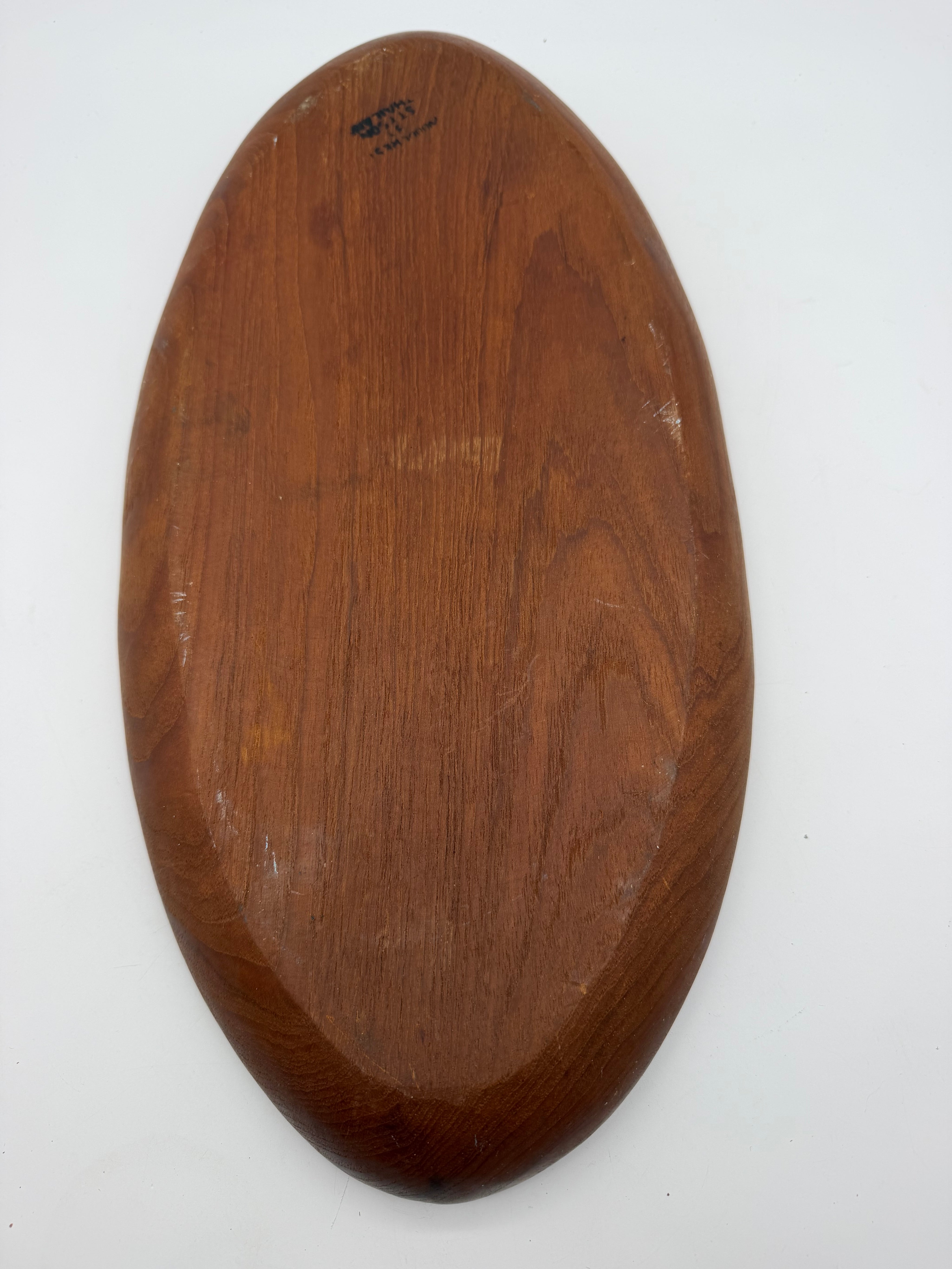 18” MCM Danish Modern Wooden Bowl Serving Tray Laur Jensen Oval Teak 6-Section 60’s
