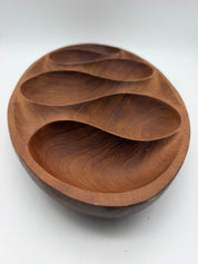18” MCM Danish Modern Wooden Bowl Serving Tray Laur Jensen Oval Teak 6-Section 60’s