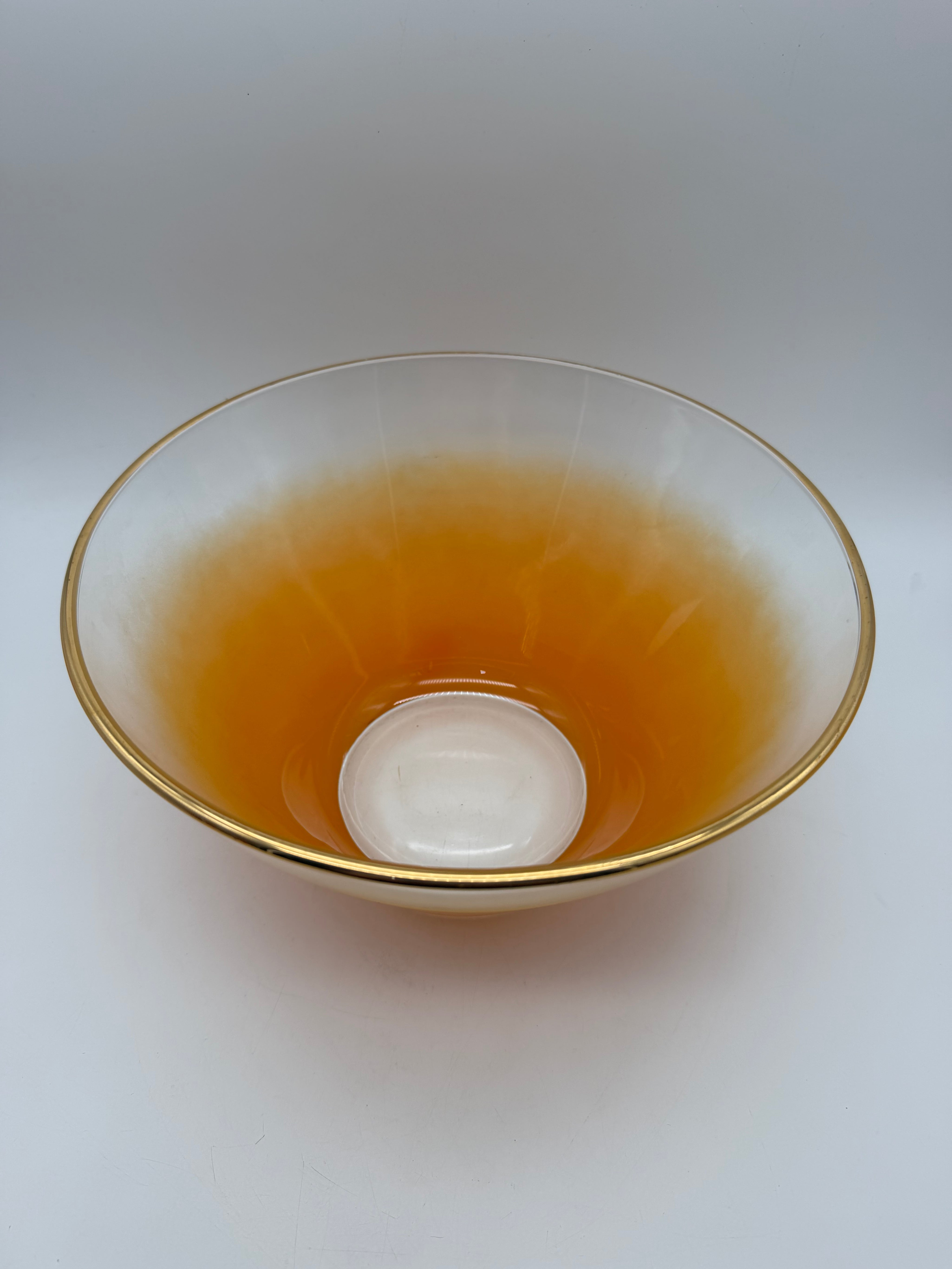10” Vintage  Blendo West Virginia Glass  Large Orange Serving  Bowl