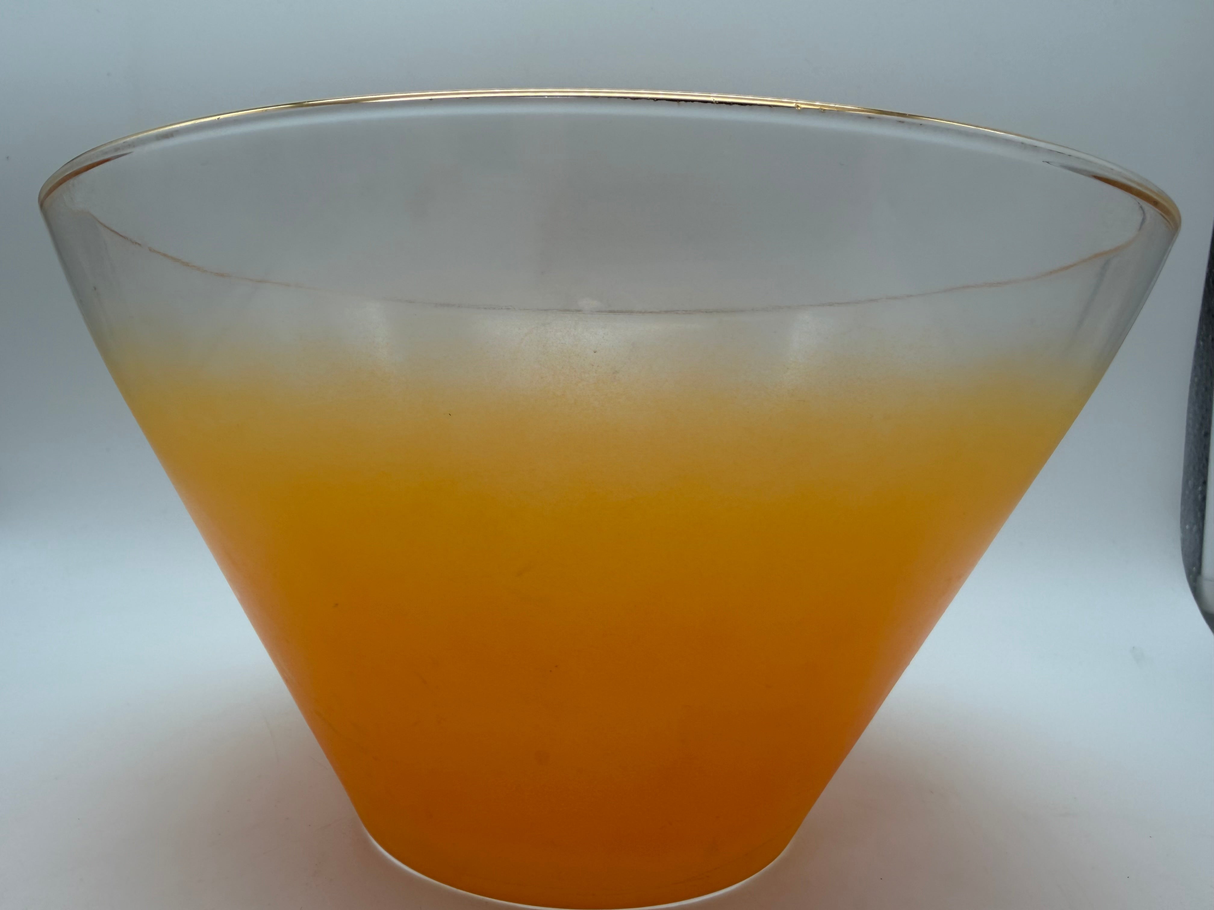 10” Vintage  Blendo West Virginia Glass  Large Orange Serving  Bowl