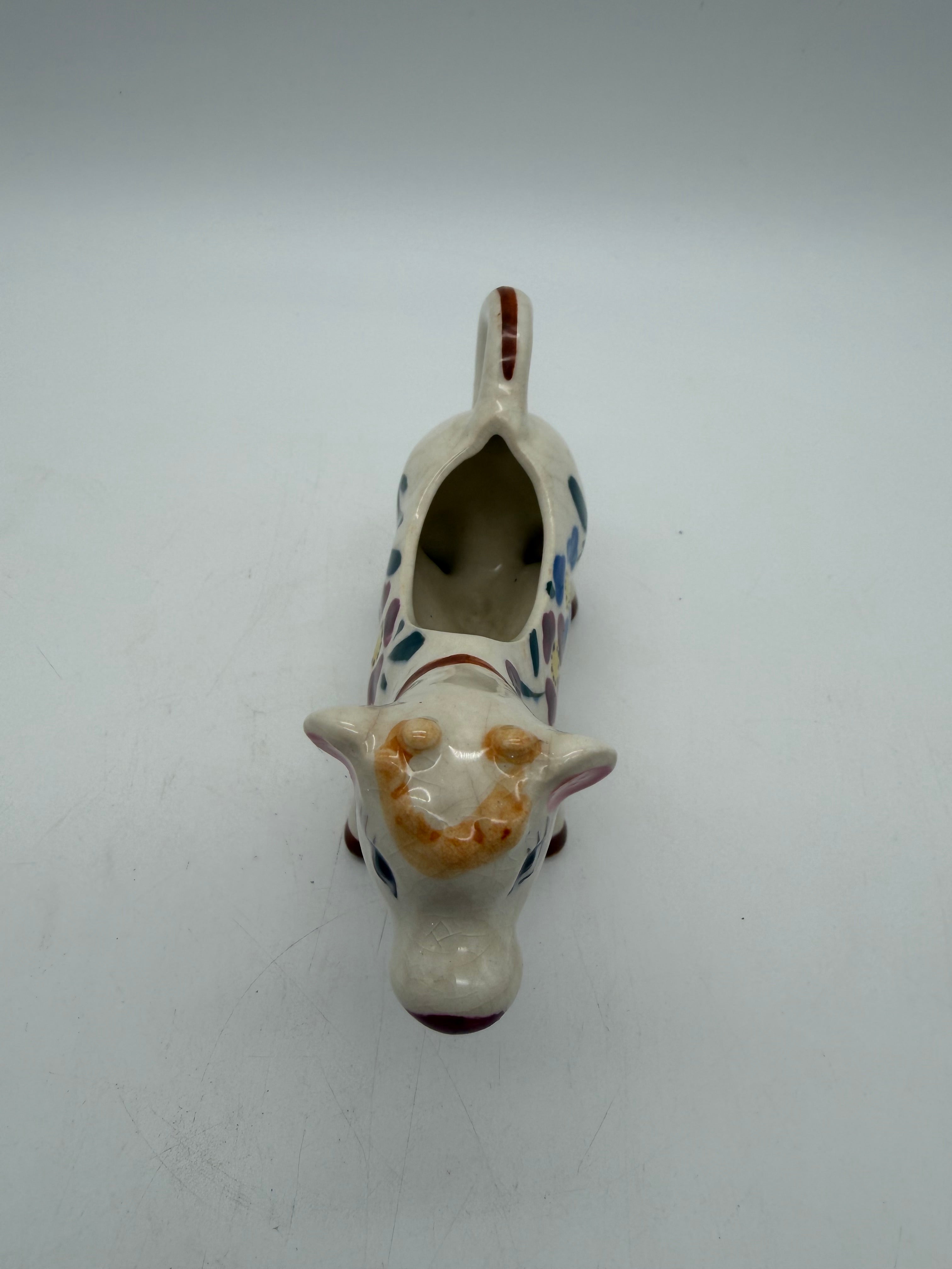 6” cow creamer hand painted flowers