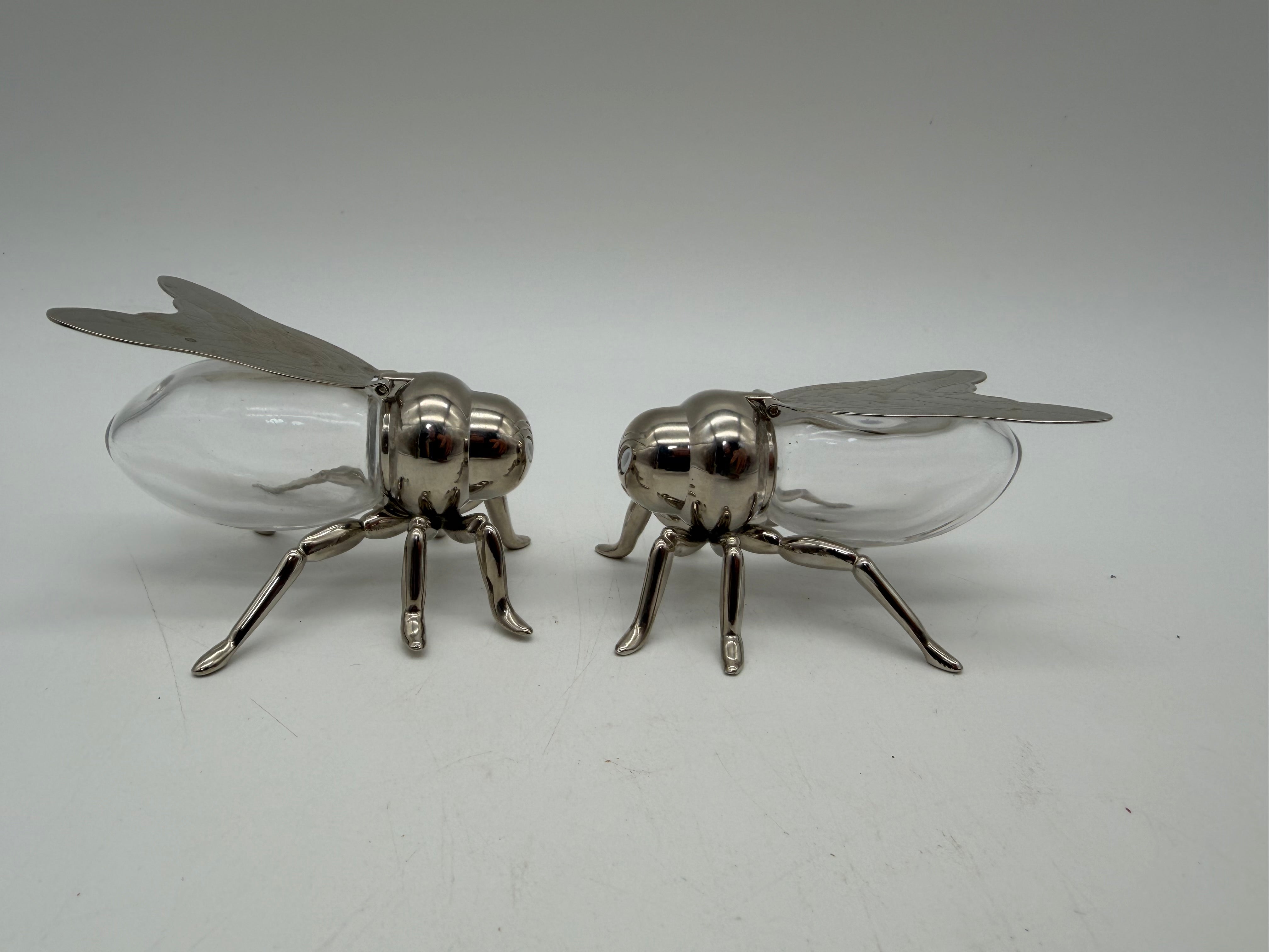 3” Godinger Silver Bee Fly Salt and pepper shakers