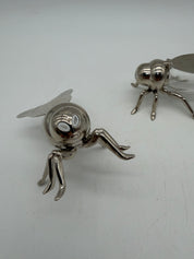 3” Godinger Silver Bee Fly Salt and pepper shakers