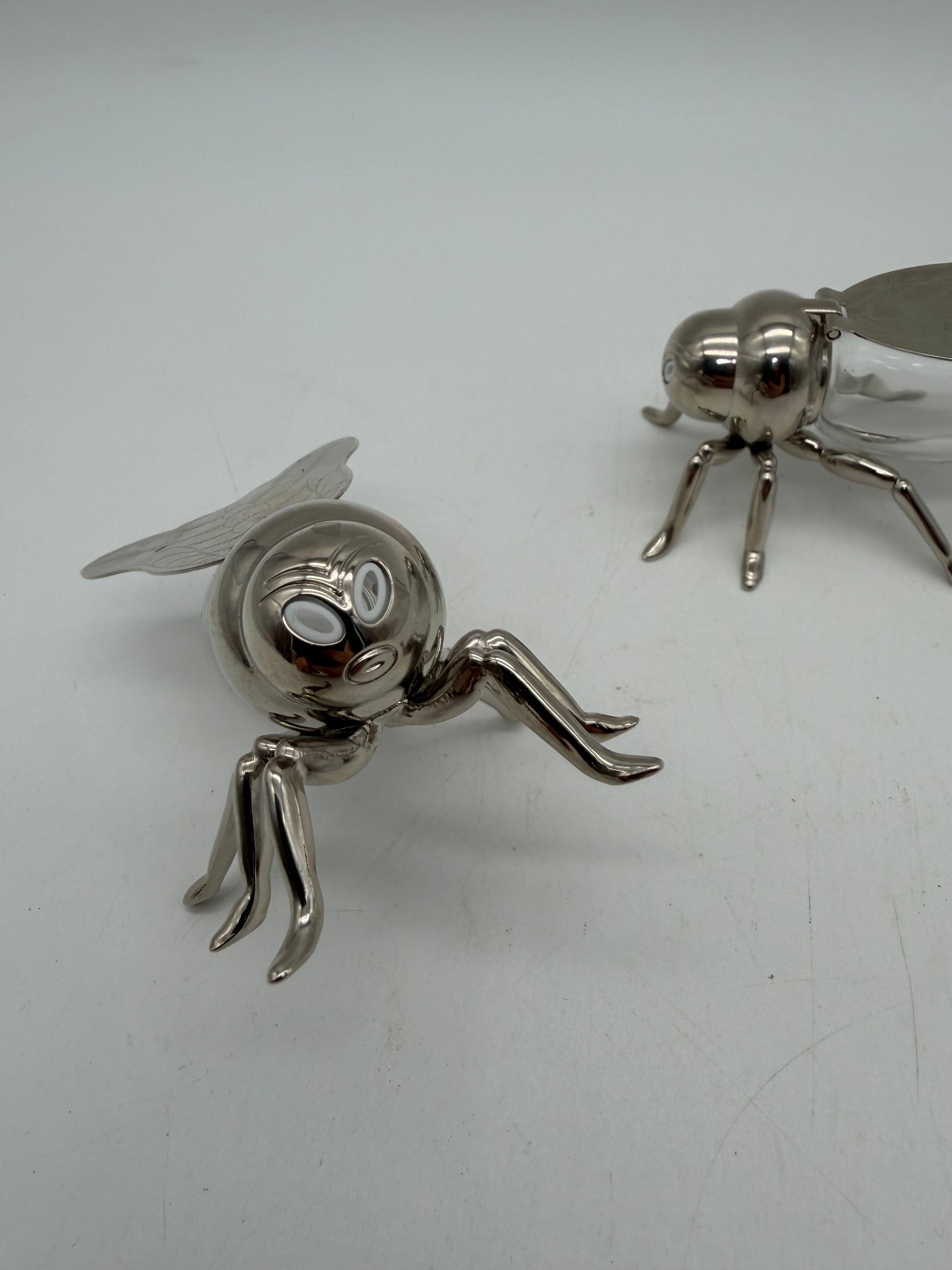 3” Godinger Silver Bee Fly Salt and pepper shakers