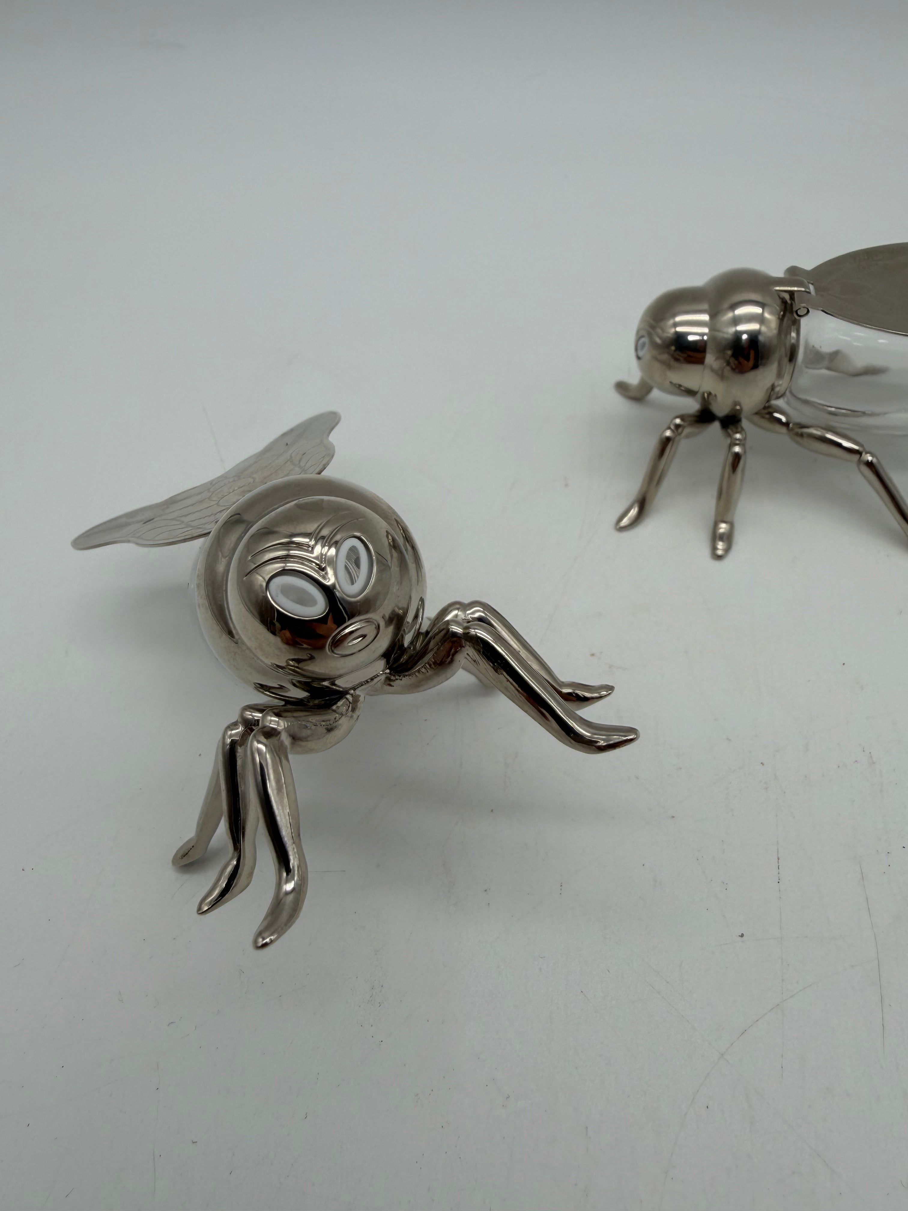3” Godinger Silver Bee Fly Salt and pepper shakers