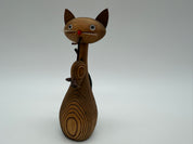 5”  MCM Cryptomeria Japonica Wood Figures CAT and MOUSE Otagiri Japan