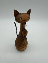 5”  MCM Cryptomeria Japonica Wood Figures CAT and MOUSE Otagiri Japan