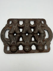 9.5” John Wright Gingerbread Man Christmas Cookie Baking Cast Iron Mold
