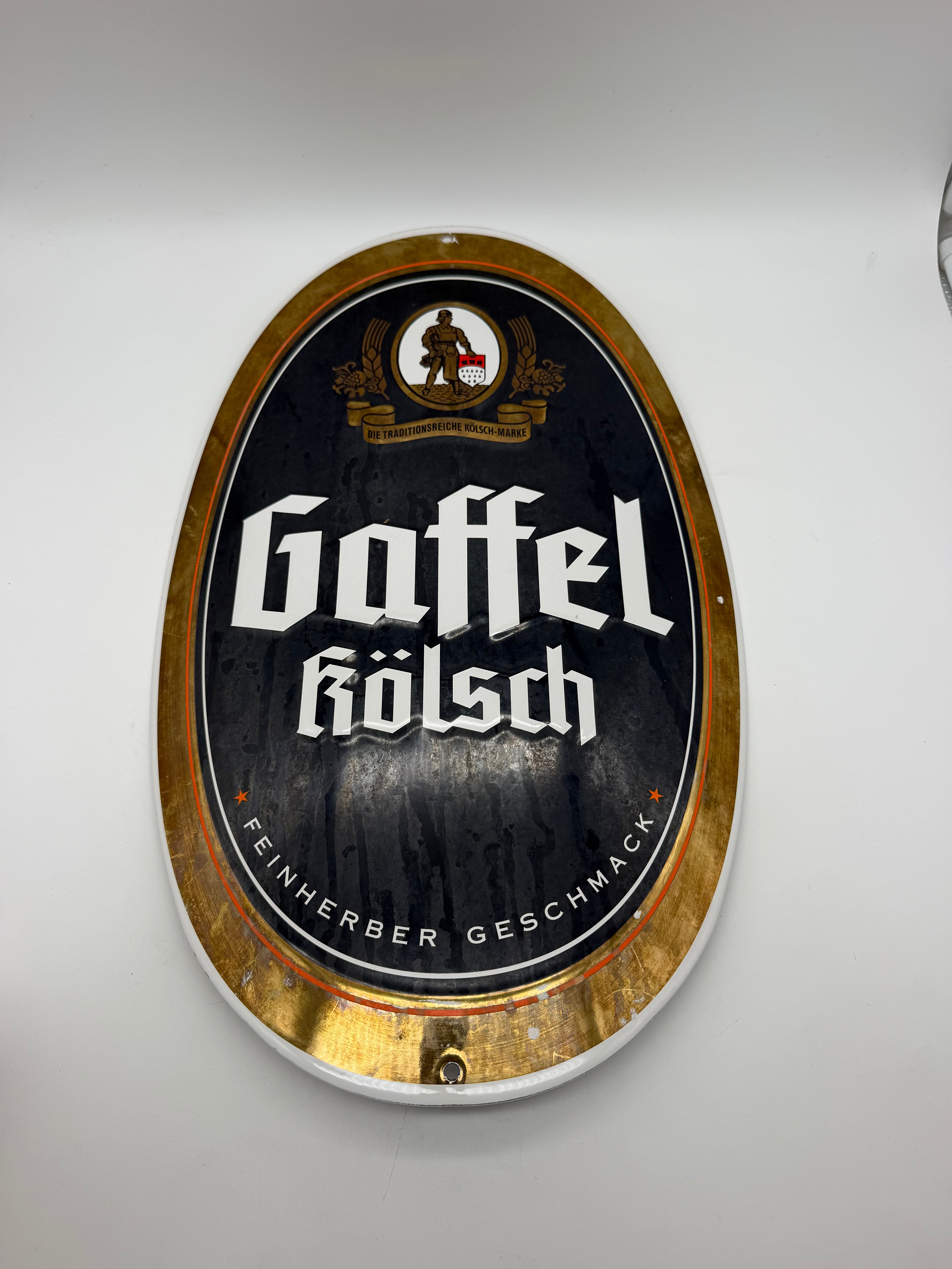 18” Gaffel Kolsch Beer Embossed Metal Sign German Breweriana Bar Pub Decor