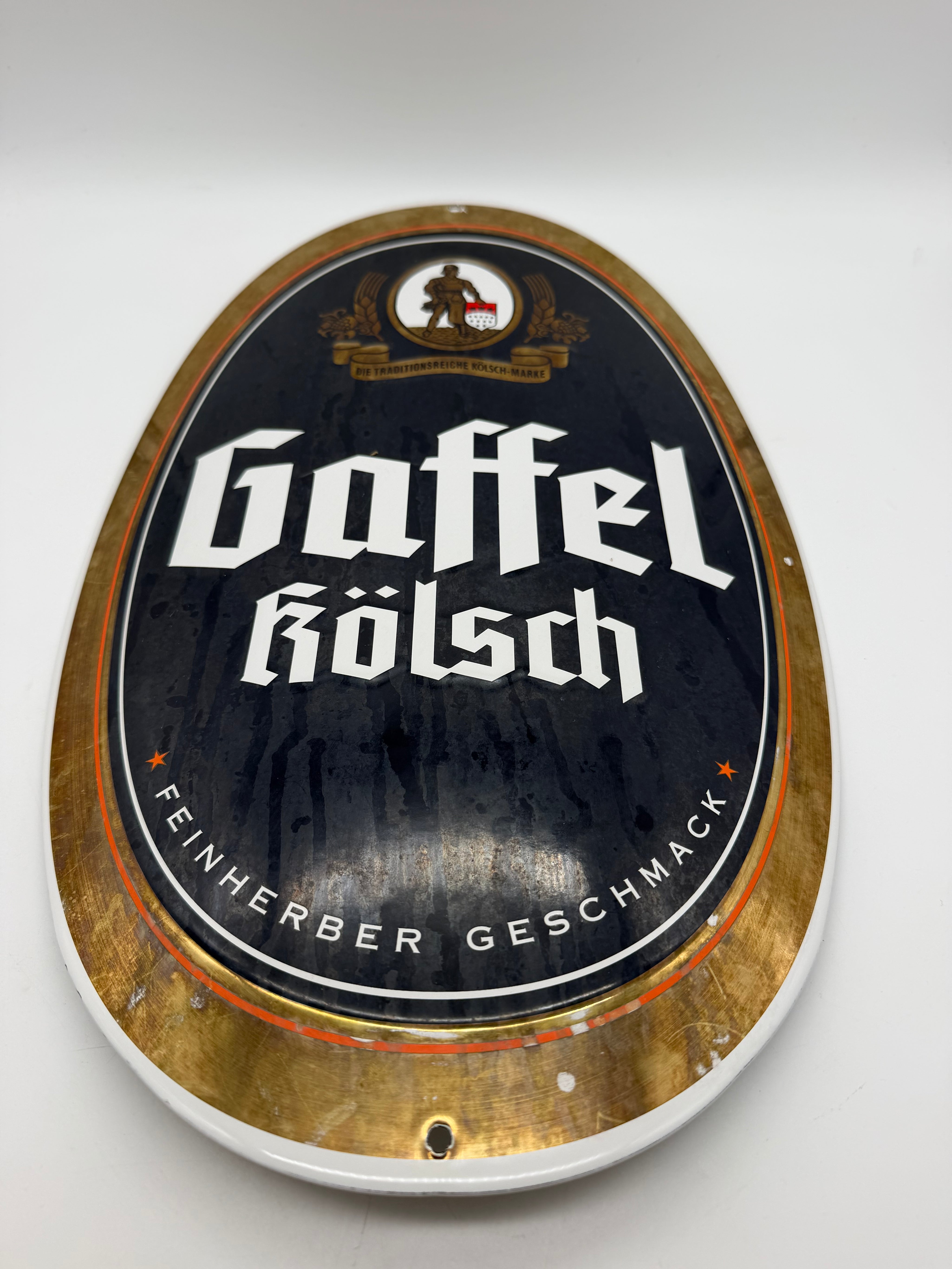 18” Gaffel Kolsch Beer Embossed Metal Sign German Breweriana Bar Pub Decor