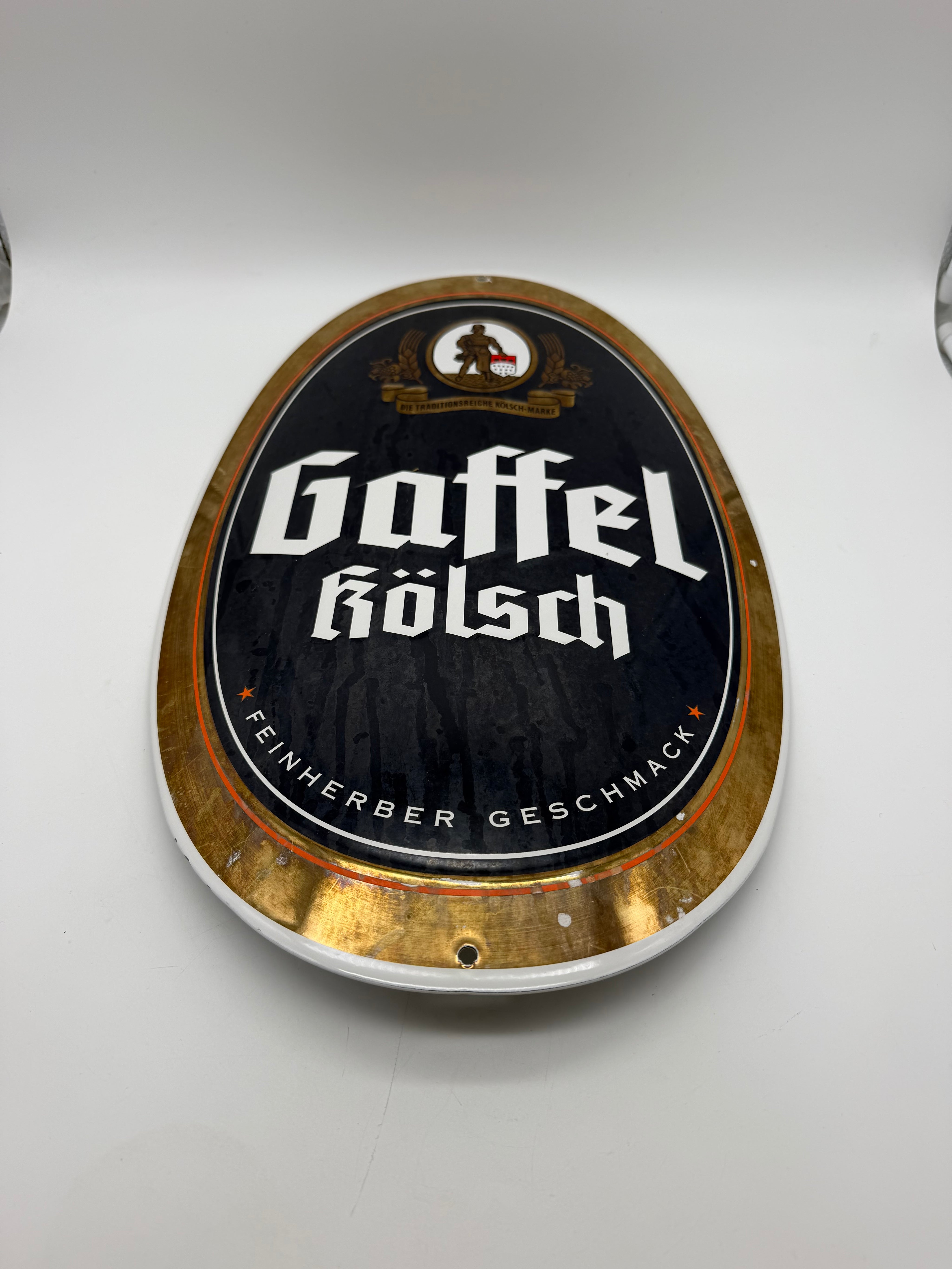 18” Gaffel Kolsch Beer Embossed Metal Sign German Breweriana Bar Pub Decor