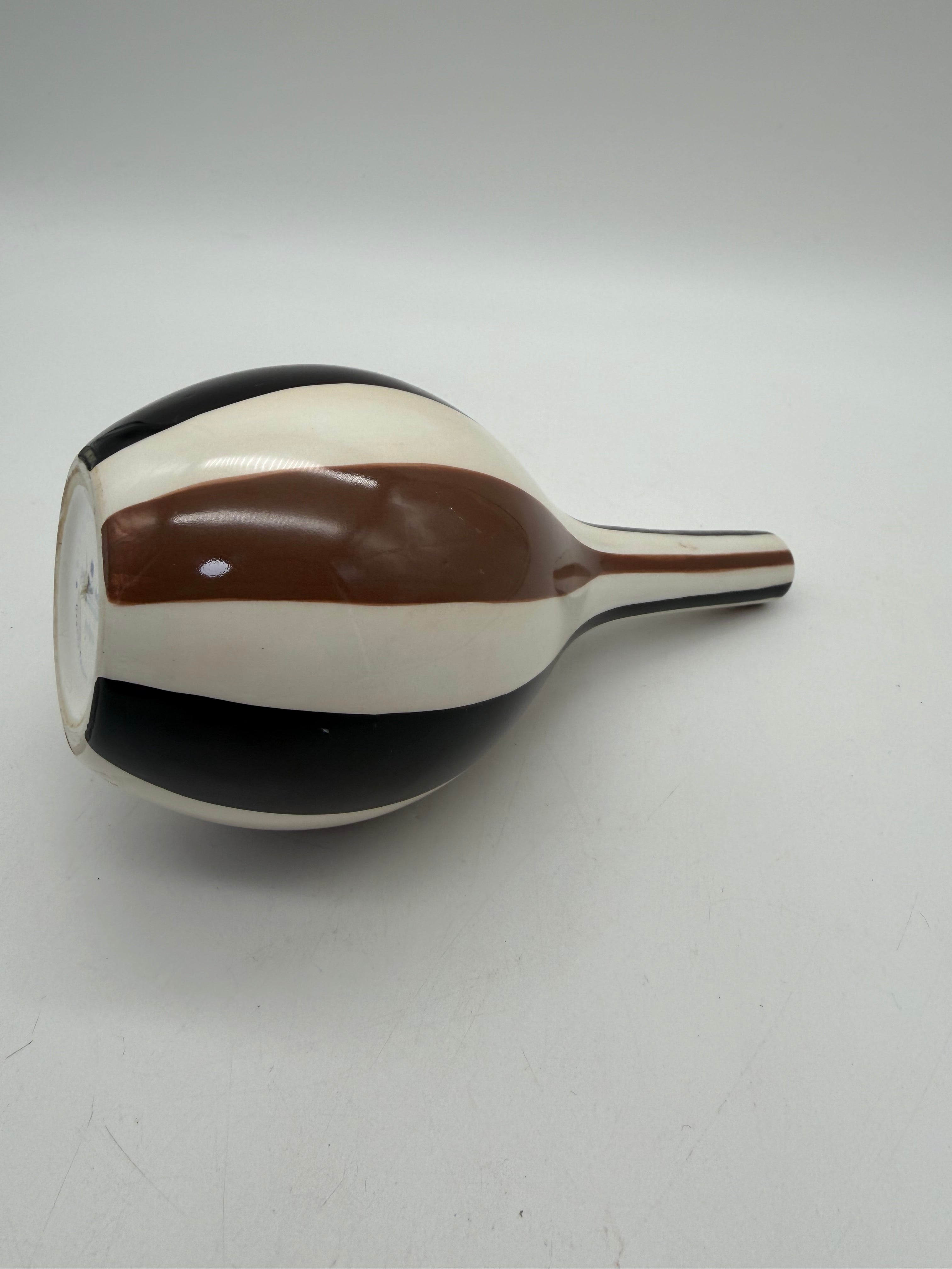 7.5” JONATHAN ADLER 2003 Happy Home Stripes Vase Oeuvre Inc Groovy Pottery Brown stripes