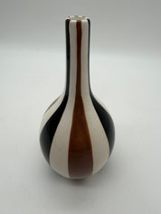 7.5” JONATHAN ADLER 2003 Happy Home Stripes Vase Oeuvre Inc Groovy Pottery Brown stripes