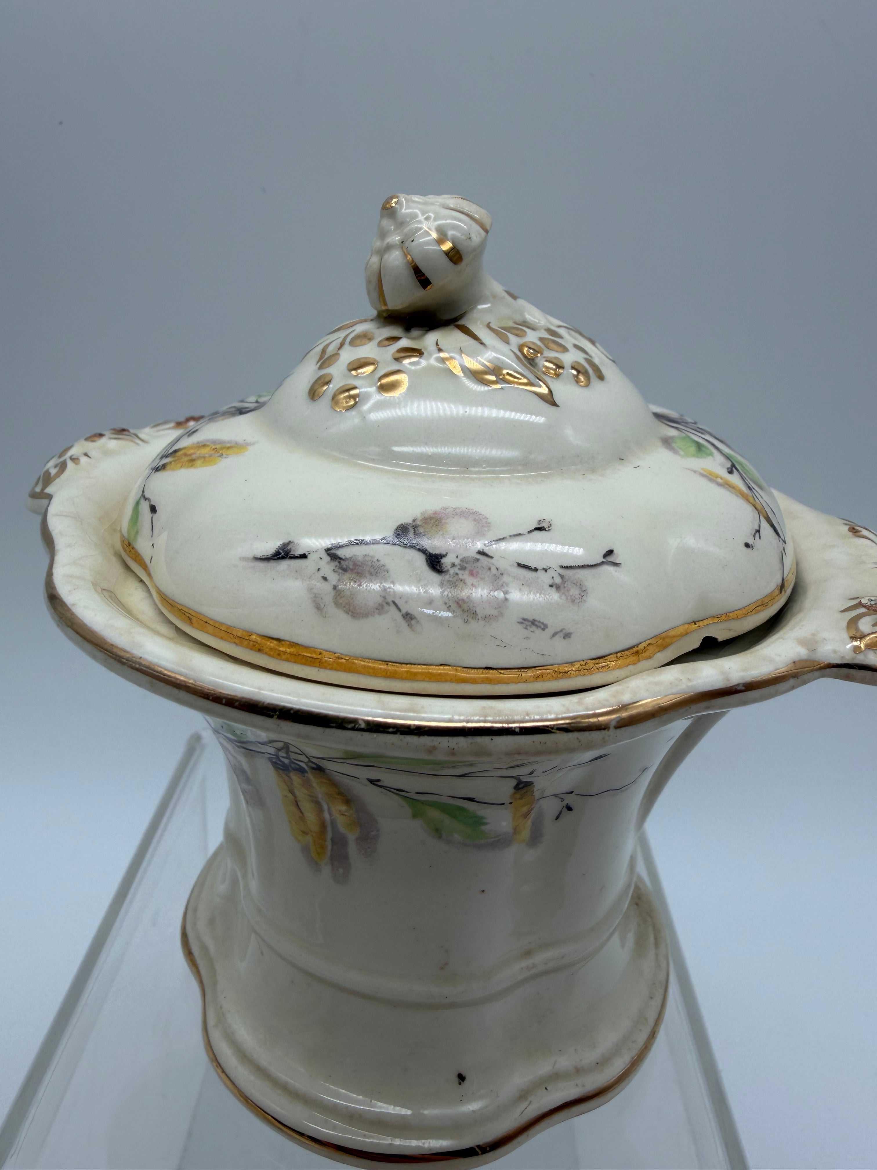 8” Edwin Knowles gravy, creamer and sugar Sylvan pattern Fall harvest