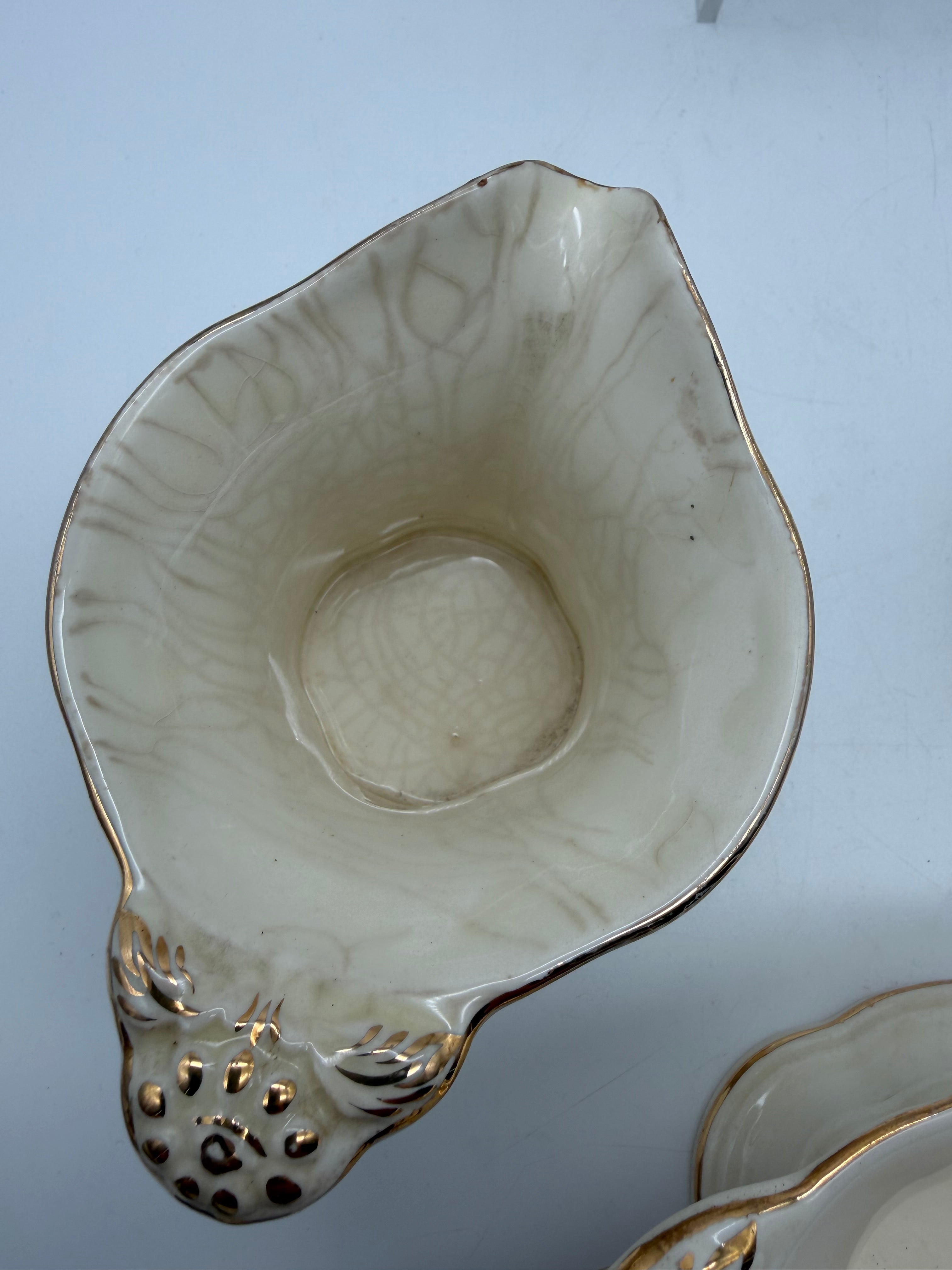 8” Edwin Knowles gravy, creamer and sugar Sylvan pattern Fall harvest