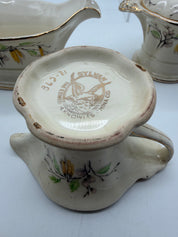 8” Edwin Knowles gravy, creamer and sugar Sylvan pattern Fall harvest