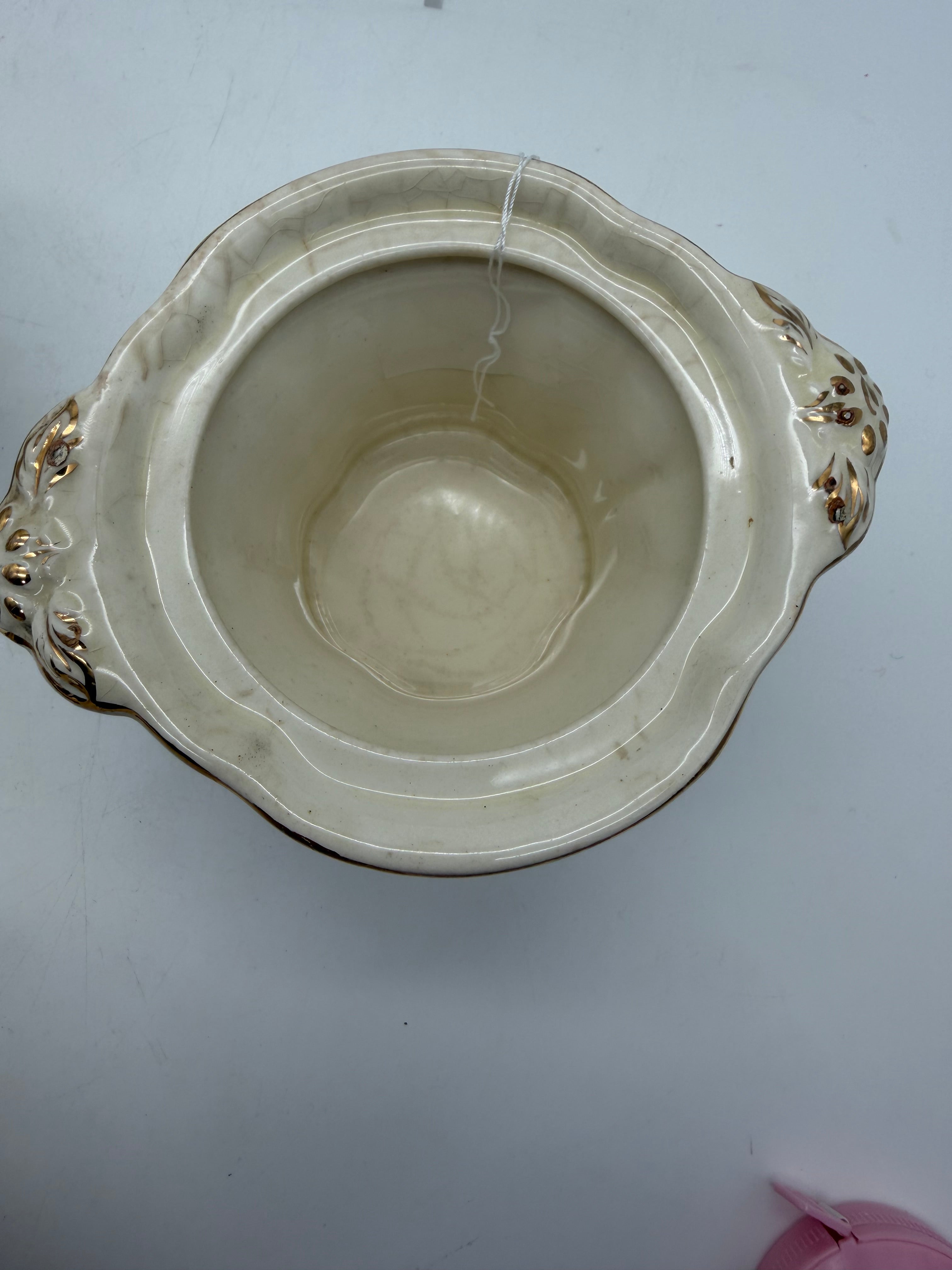 8” Edwin Knowles gravy, creamer and sugar Sylvan pattern Fall harvest