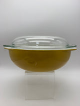 9” Pyrex 024 Golden Yellow Casserole- 2 Quart w/lid Bowl Dish