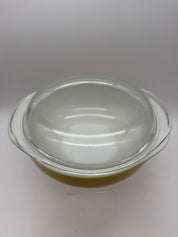 9” Pyrex 024 Golden Yellow Casserole- 2 Quart w/lid Bowl Dish