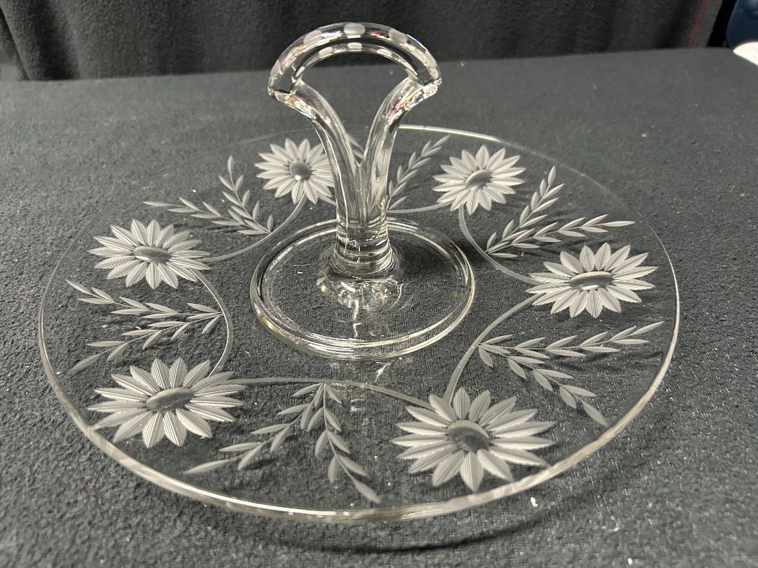 Corn Flower Etched Plate w/handle