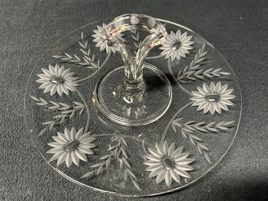 Corn Flower Etched Plate w/handle