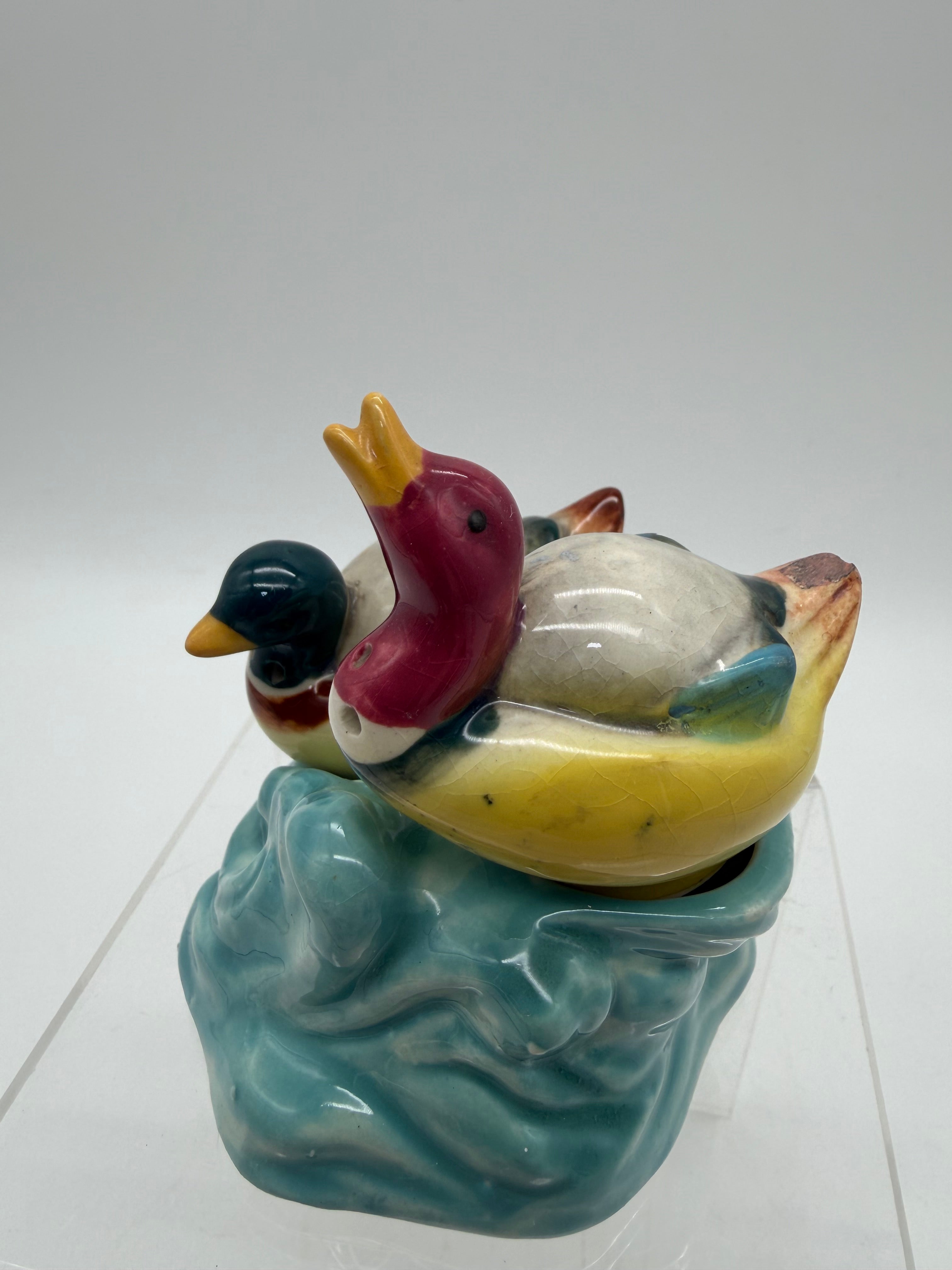 4” Duck Salt and pepper on water ceramic