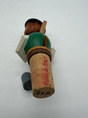 6” Anri bottle stoppers push puppet mechanical wood & cork.