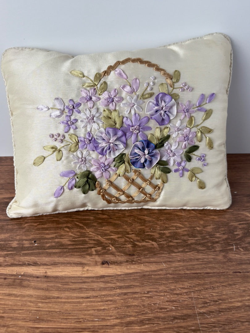 Sm Ribbon Embroidered Pillow