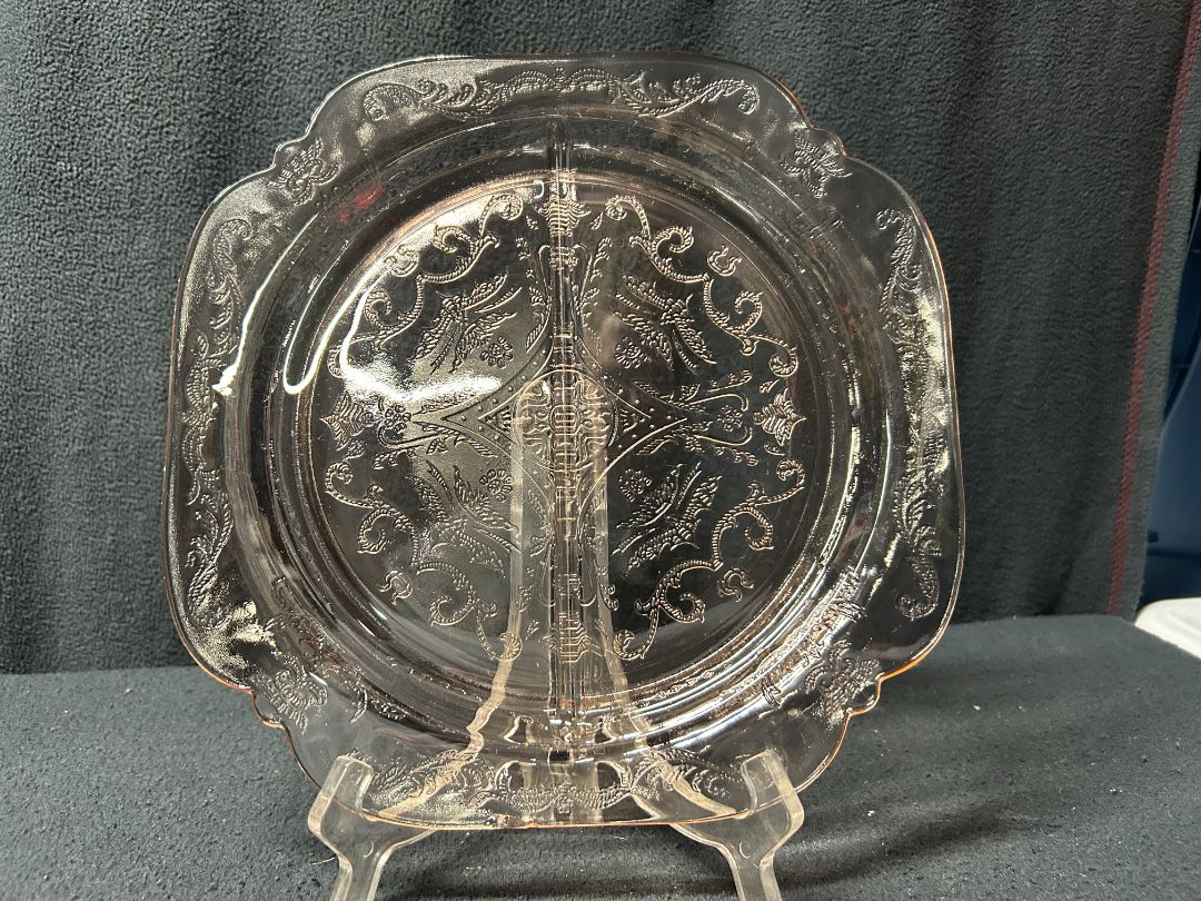 Pink Divided Glass Plate