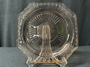 Pink 4-Corner Glass Cake Plate