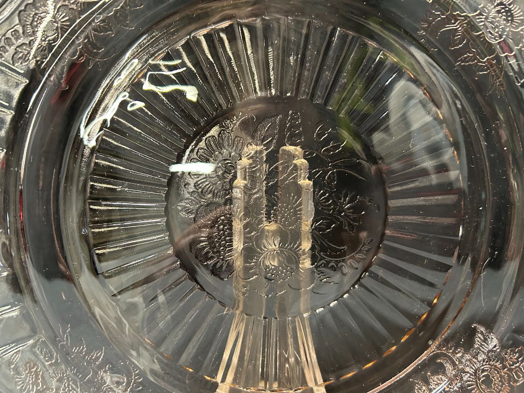 Pink 4-Corner Glass Cake Plate