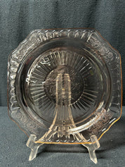 Pink 4-Corner Glass Cake Plate