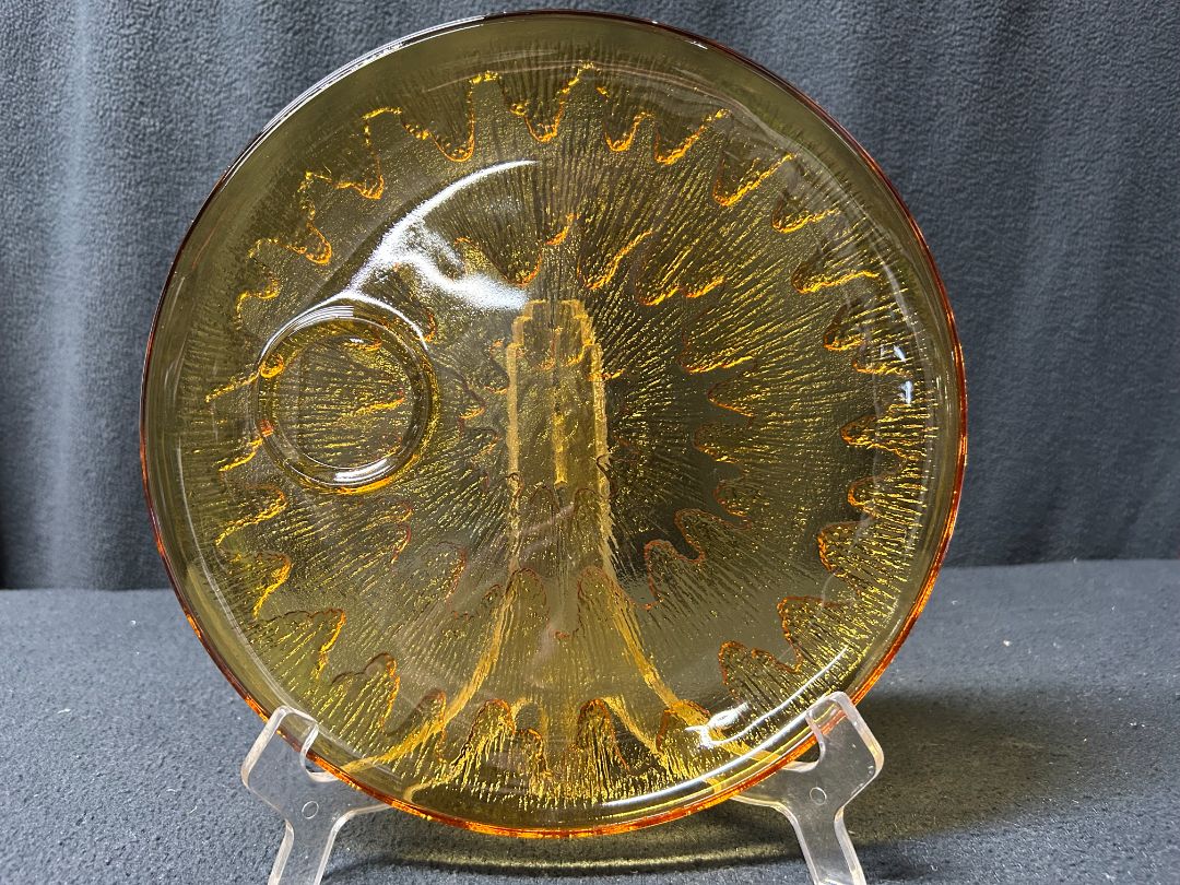 Amber Carnival Glass Snack Plate