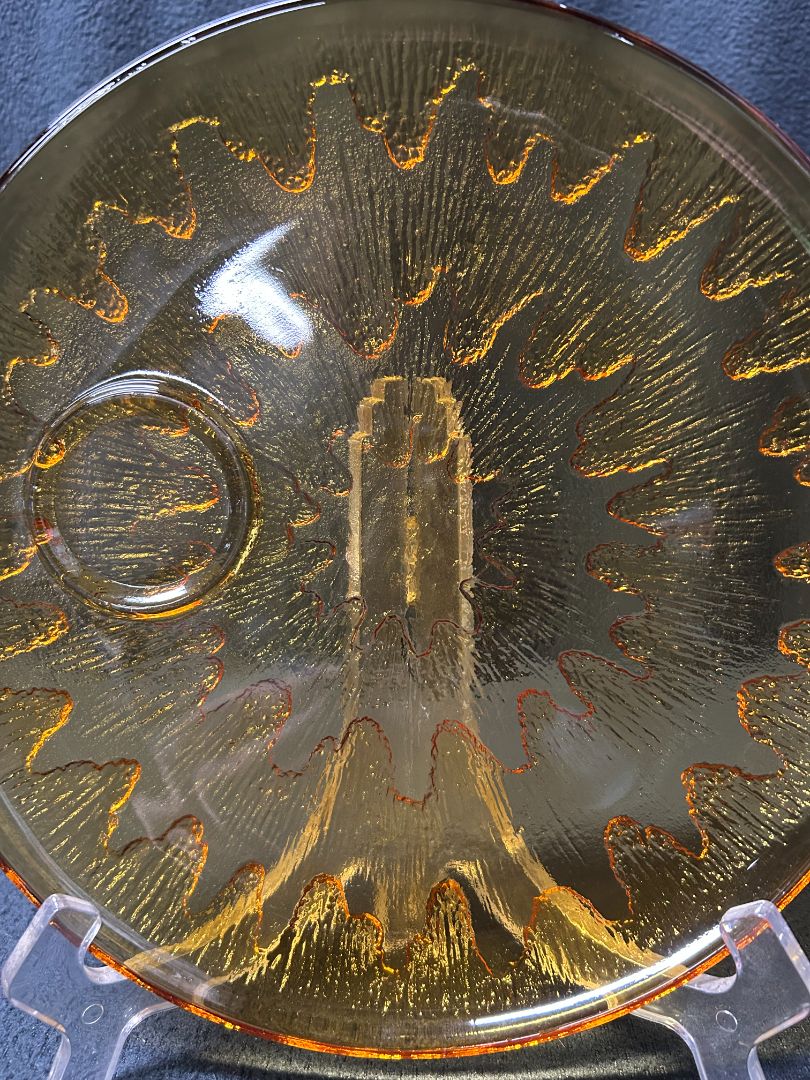 Amber Carnival Glass Snack Plate