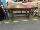 Asian Inspired Oak Flip Top 2 Drawer Desk/Console Table w/ Rattan Front