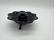 5”  FENTON BLACK GLASS LOTUS FLOWER 3 TOED SINGLE CANDLE HOLDER 1930’s