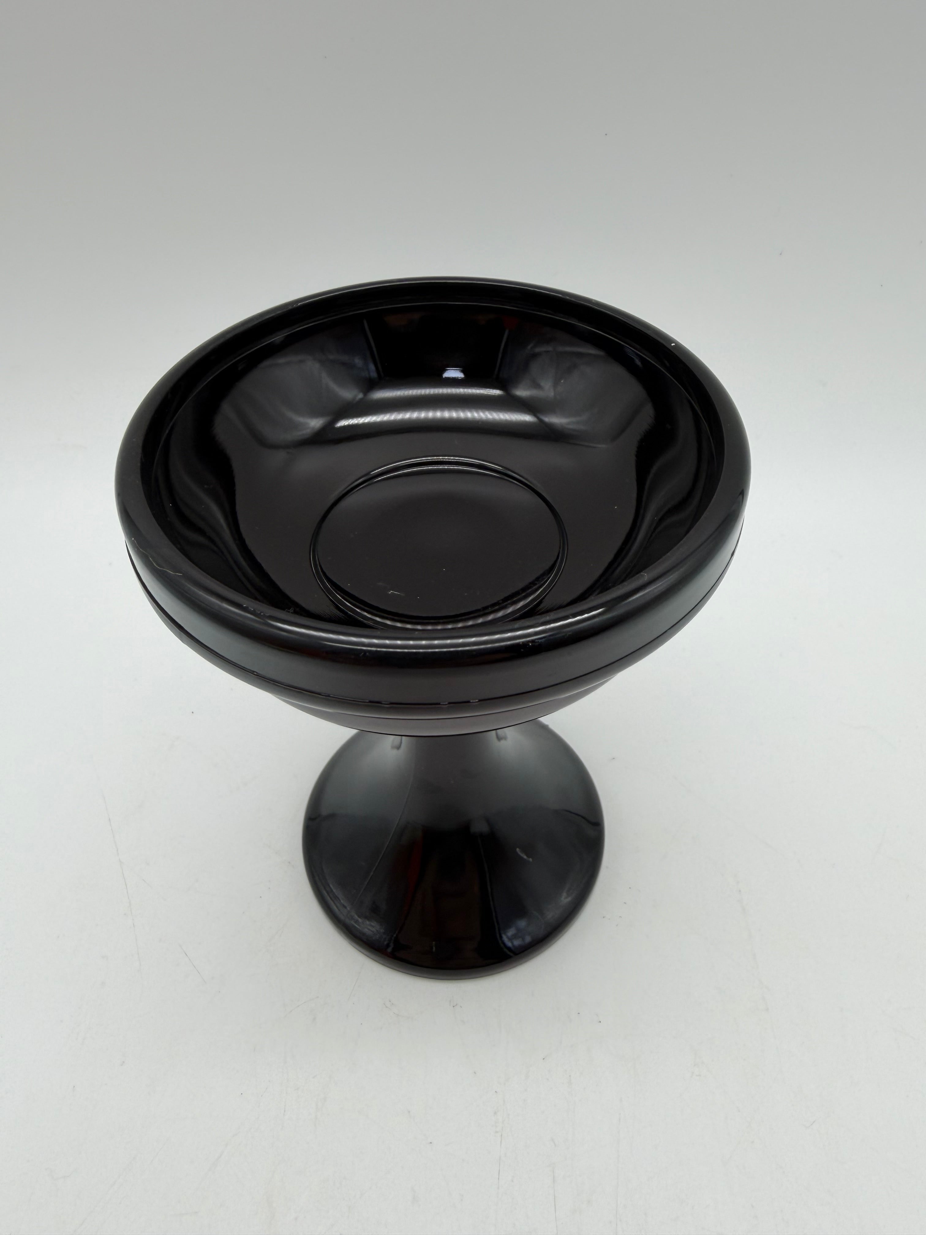 5”  c1930s Black Depression Glass Compote westmorland