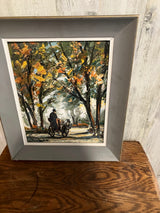 Vintage Framed Impressionist Autumn Landscape Painting