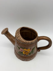 5.5” watering can ceramic planter flowers 1976