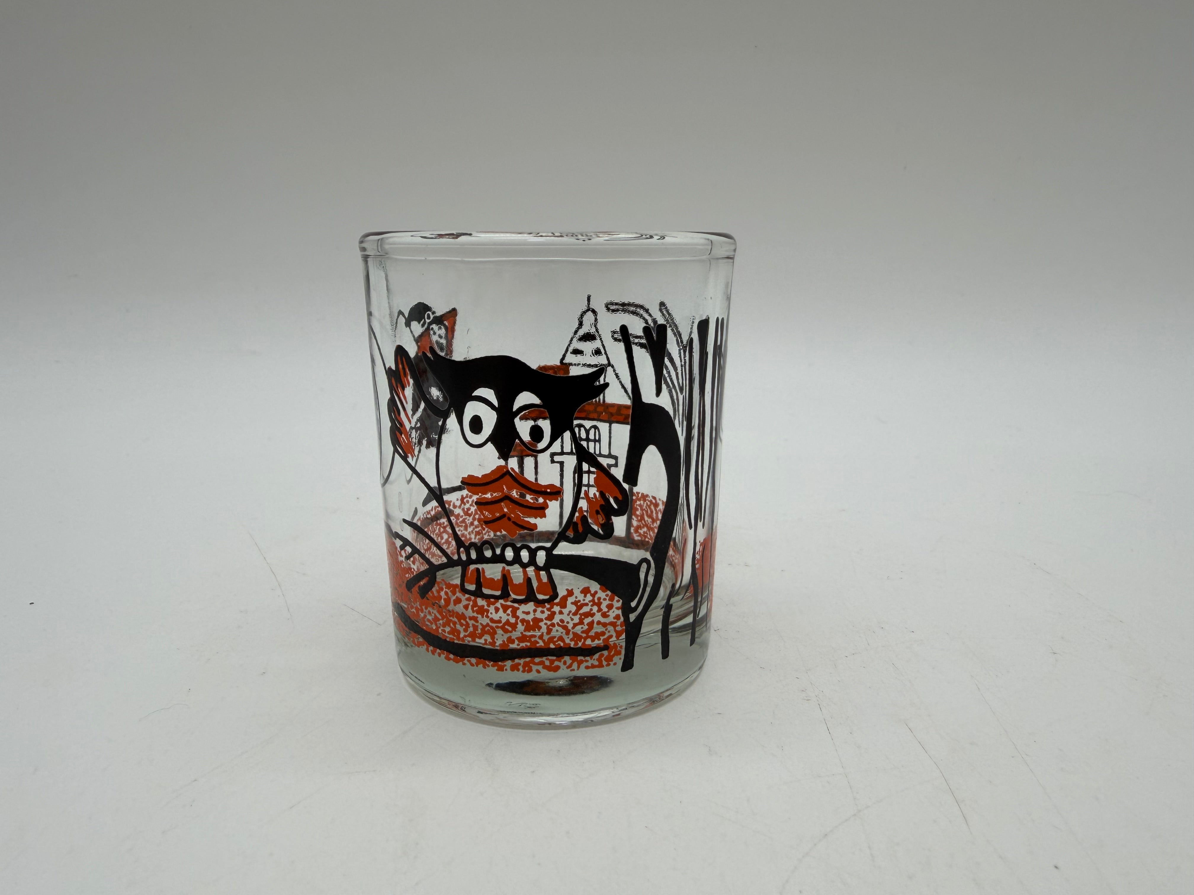 2.5” Vintage Halloween Votive Candle Holders - Glass - Brazil  Owl Haunted house