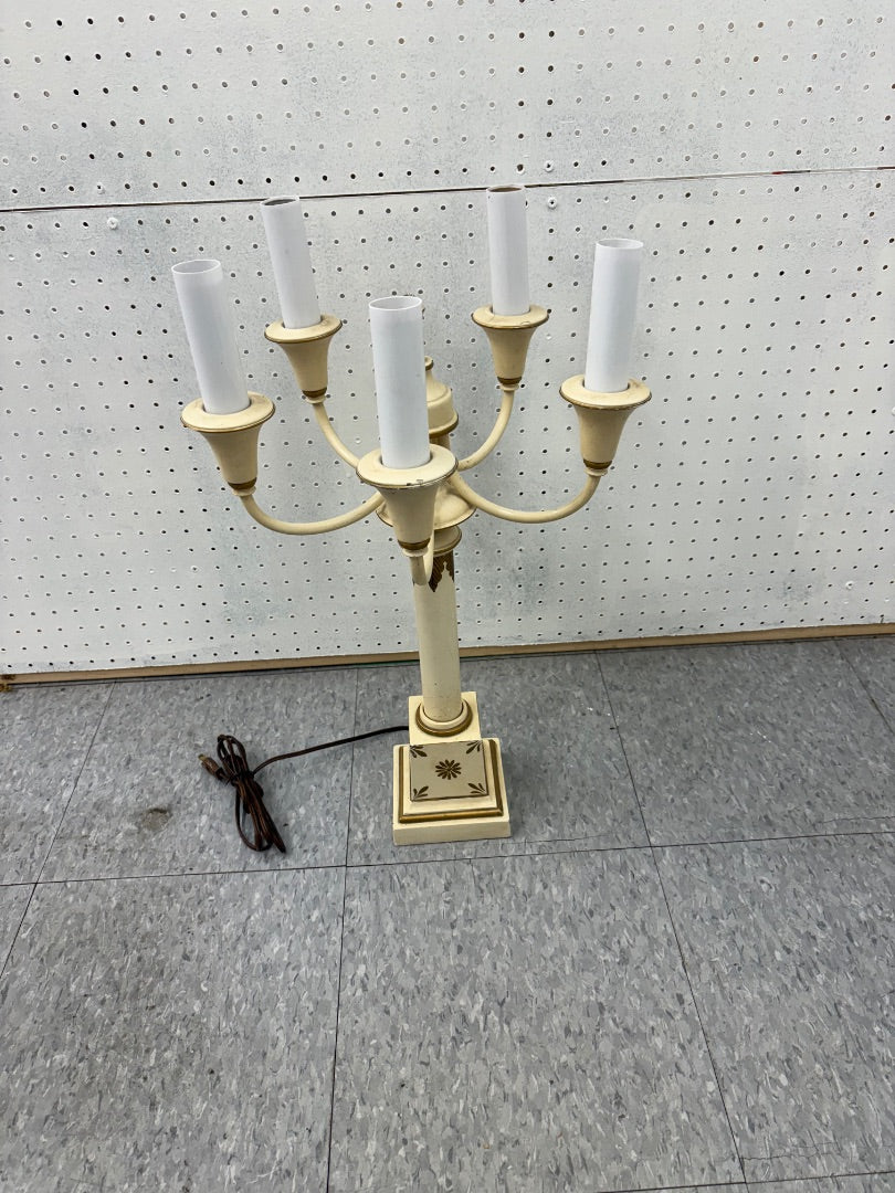 5 Light Beige and gold Candlesbra Lamp