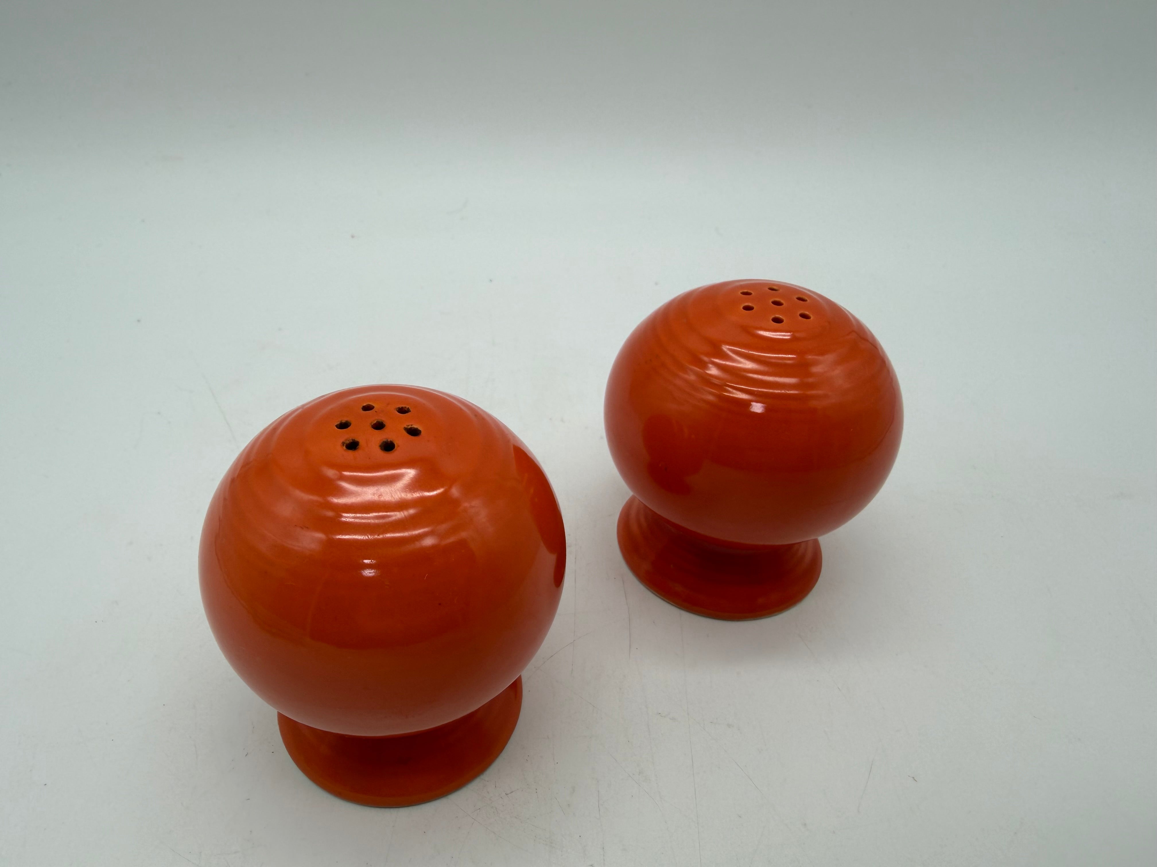 3”  Fiestaware Radioactive Red /orange Salt & Pepper Shakers 1936-1944