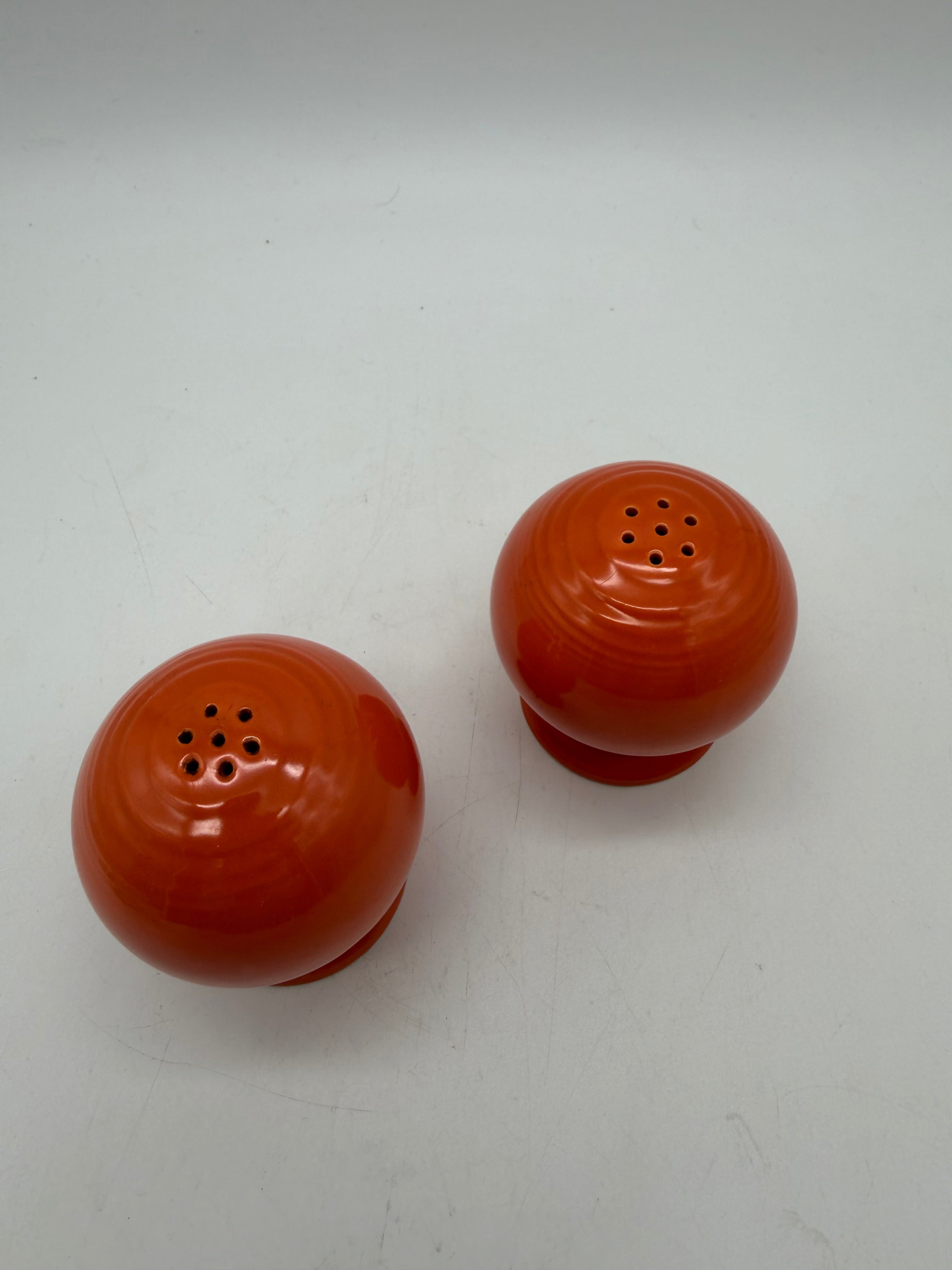 3”  Fiestaware Radioactive Red /orange Salt & Pepper Shakers 1936-1944
