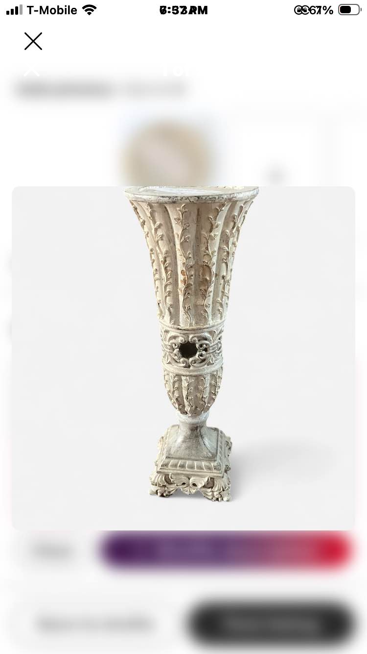 Ornate Antique white candle holder by 312 - M.A.K.