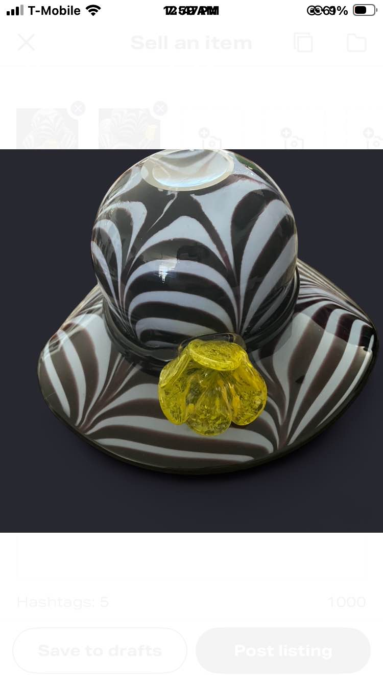 Vintage Murano Hat Glass Vase