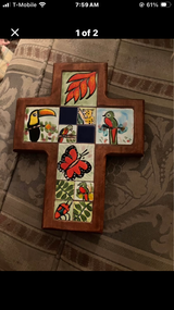 Mexican tile wooden cross