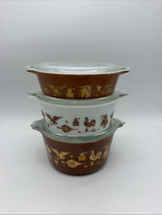 8” Pyrex Early American Casserole Set / serve and store 471 472 473