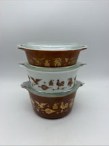 8” Pyrex Early American Casserole Set / serve and store 471 472 473